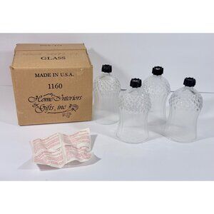 Vintage Home Interiors HOMCO Diamond-Cut Glass Hurricane Votive Candle Holders N